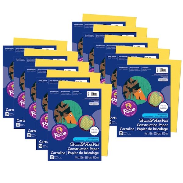 Pacon SunWorks Construction Paper, Yellow, 9x12in, PK500 P8403 - main